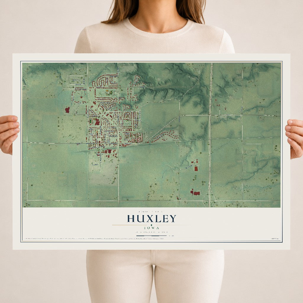 Map of Huxley, Iowa, 18 x 24 inch unframed archival matte print