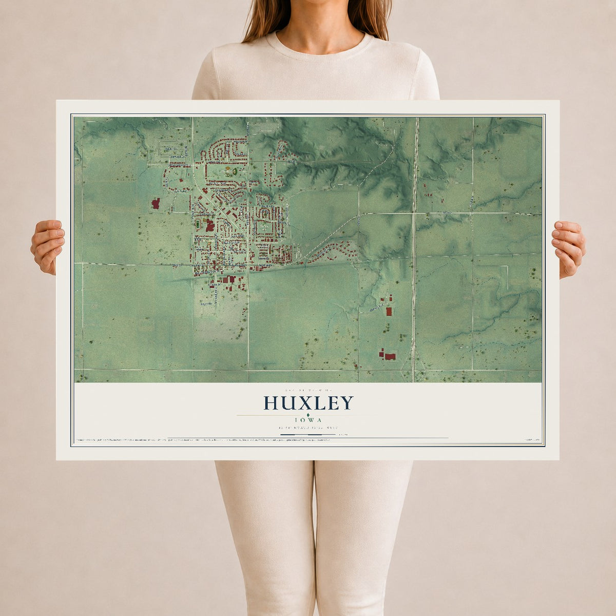 Map of Huxley, Iowa, 24 x 36 inch unframed archival matte print