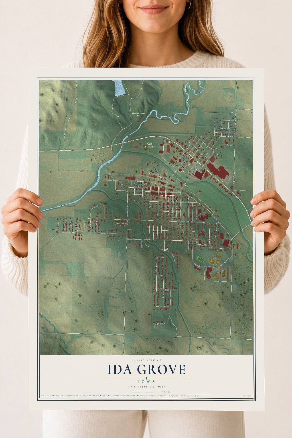 Map of Ida Grove, Iowa, 18 x 24 inch unframed archival matte print