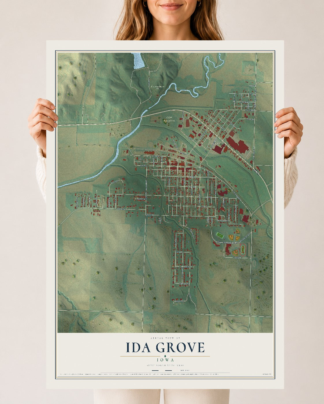Map of Ida Grove, Iowa, 24 x 36 inch unframed archival matte print
