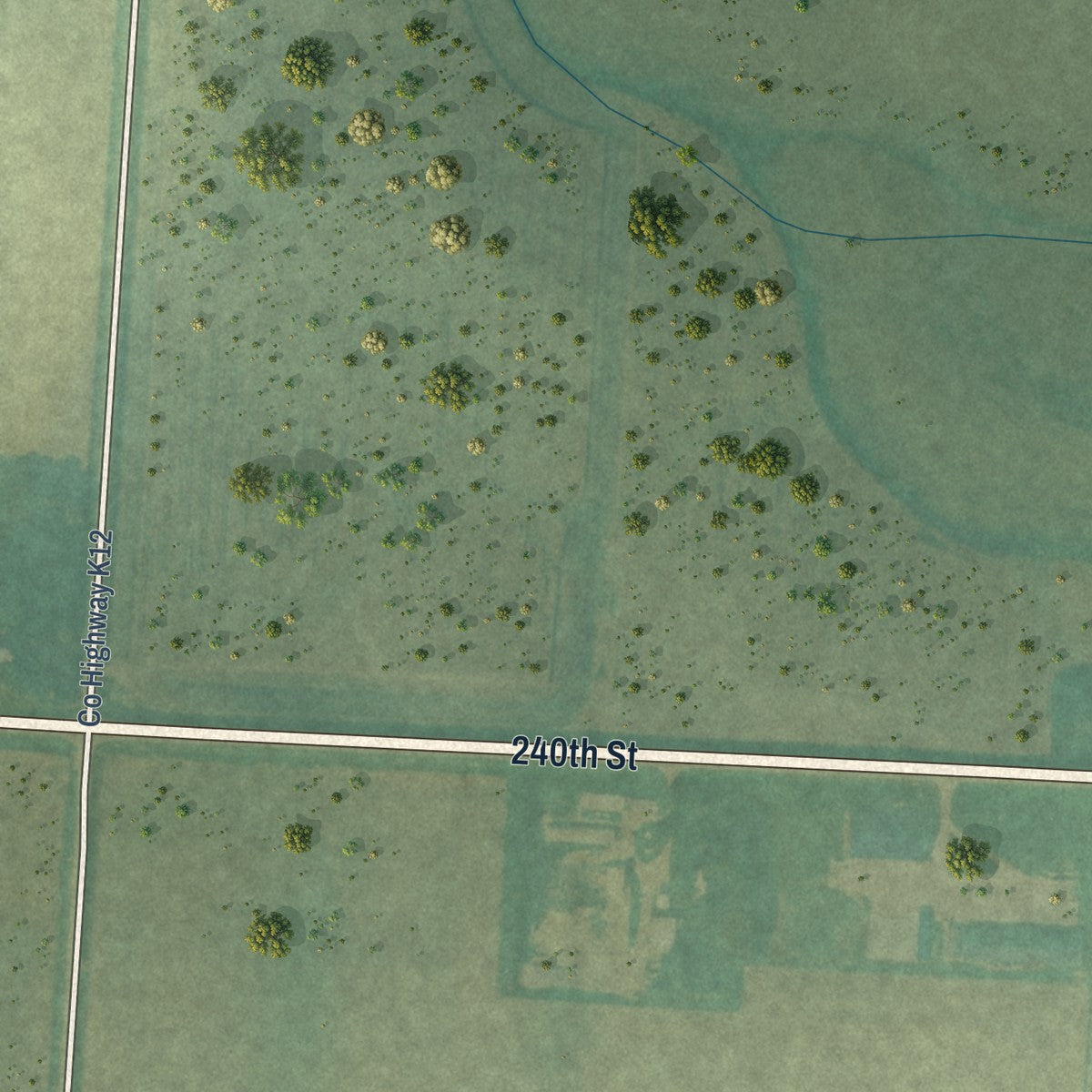 Second close-up of the map of Inwood, Iowa print showing more streets and buildings