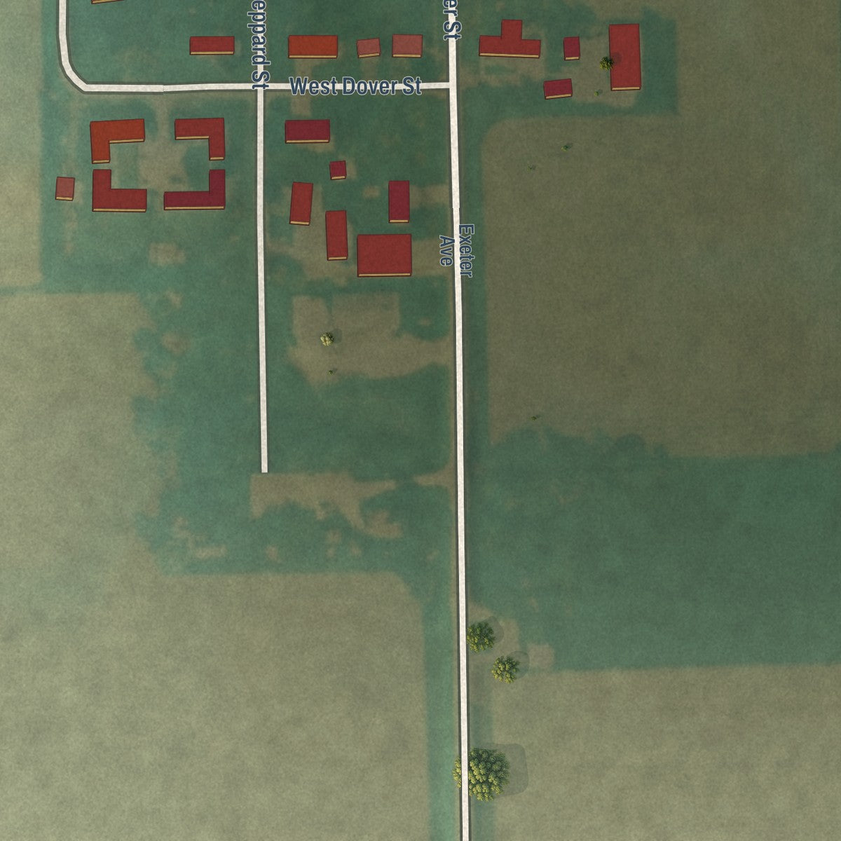 Second close-up of the map of Ionia, Iowa print showing more streets and buildings