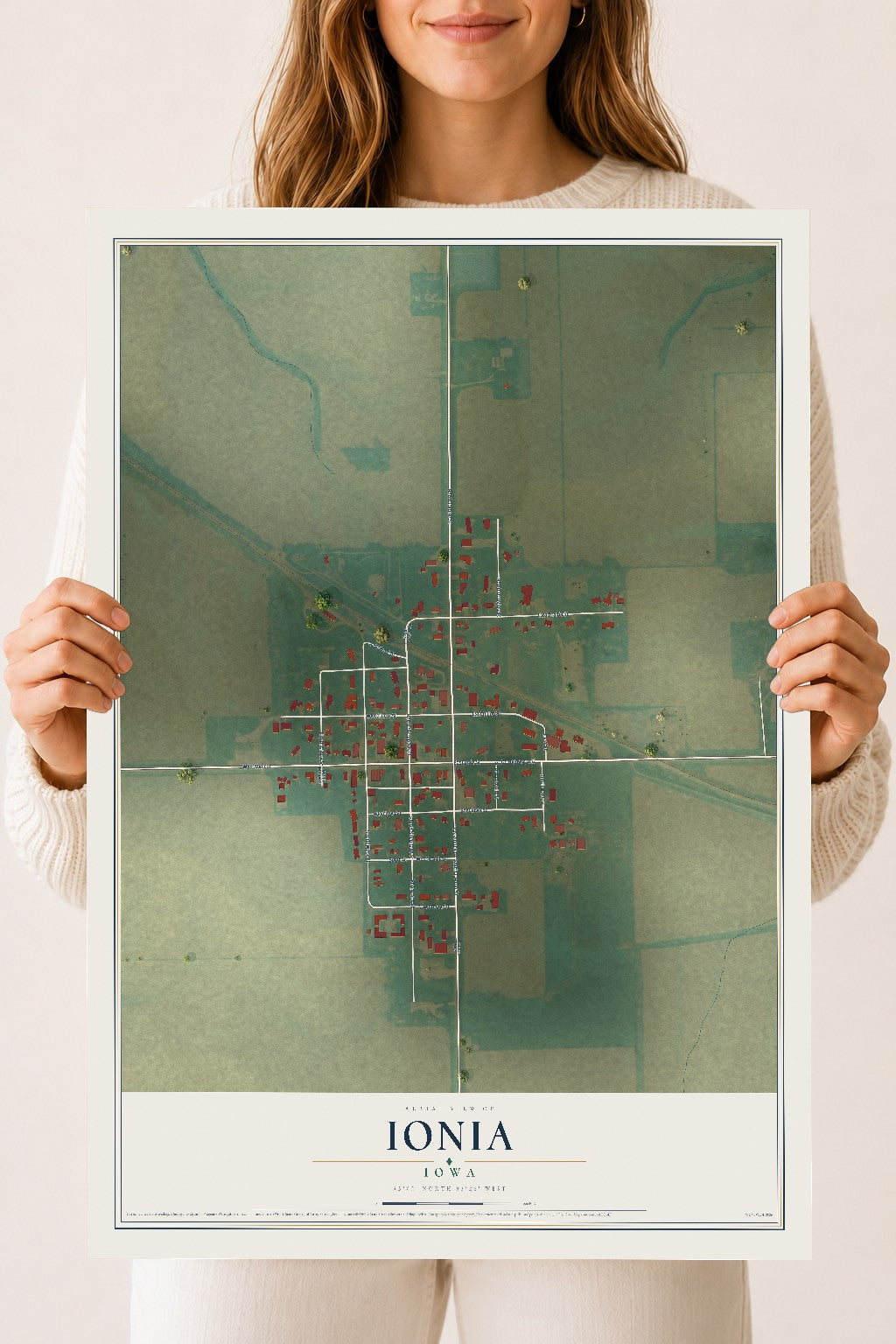 Map of Ionia, Iowa, 18 x 24 inch unframed archival matte print