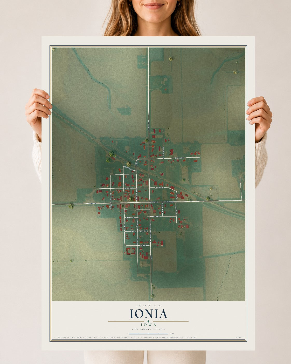 Map of Ionia, Iowa, 24 x 36 inch unframed archival matte print