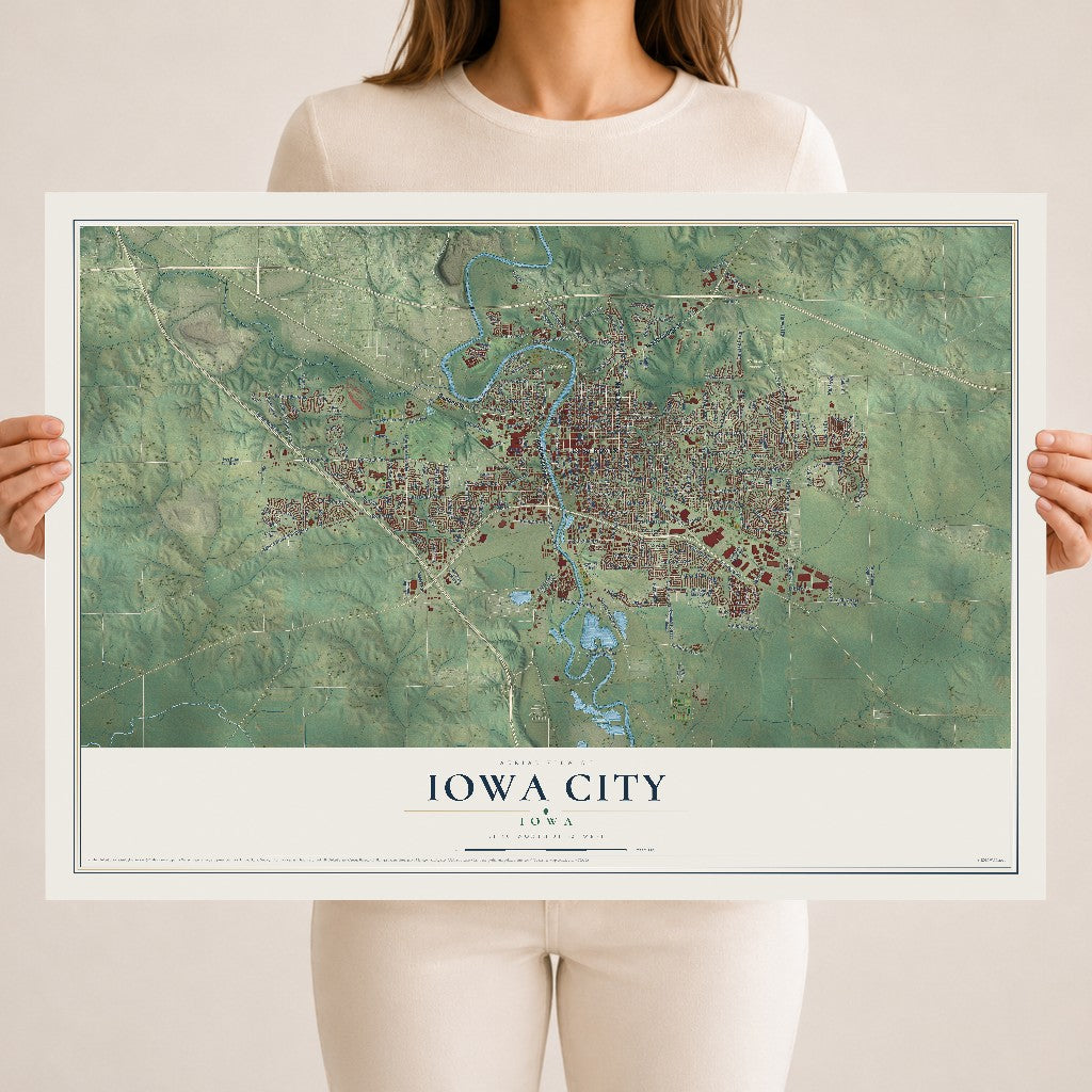 Map of Iowa City, Iowa, 18 x 24 inch unframed archival matte print