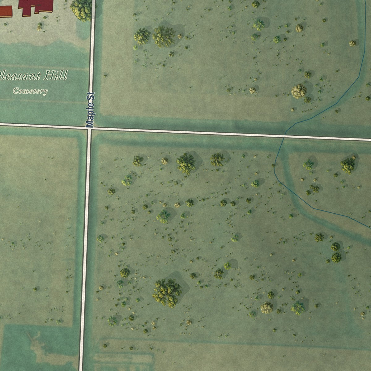Second close-up of the map of Ireton, Iowa print showing more streets and buildings