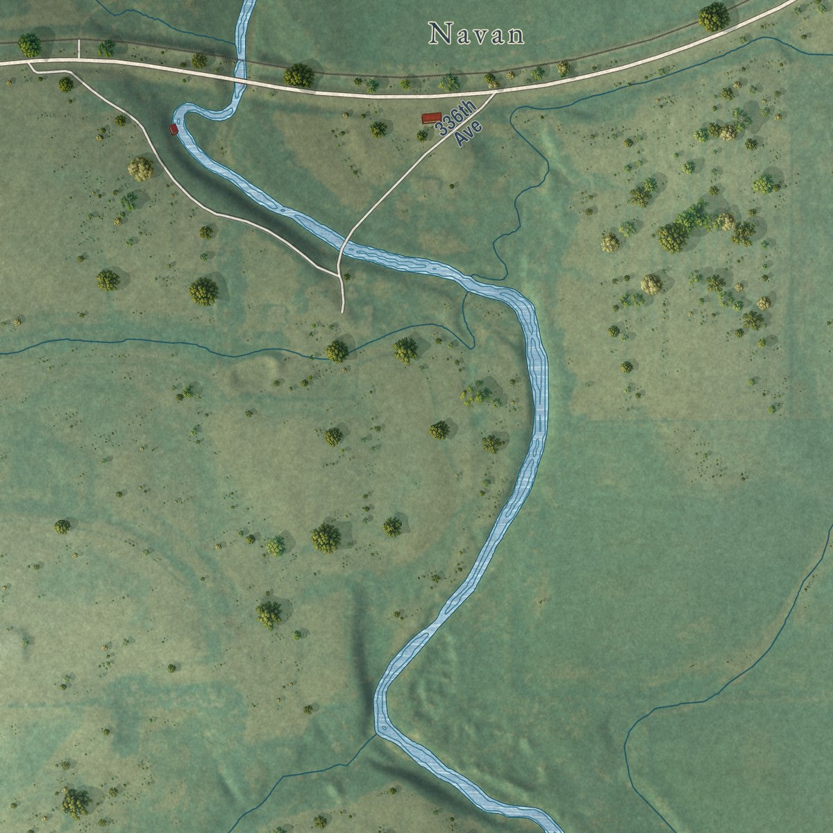 Second close-up of the map of Jackson Junction, Iowa print showing more streets and buildings