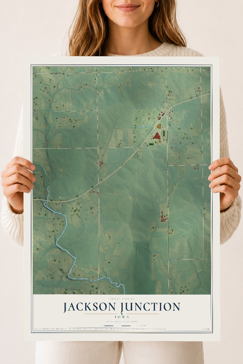 Map of Jackson Junction, Iowa, 18 x 24 inch unframed archival matte print