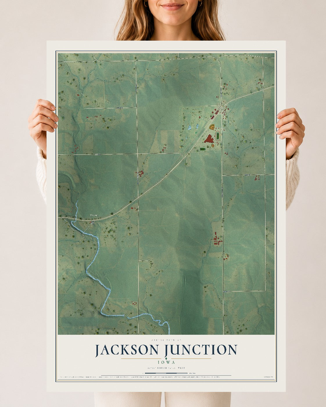 Map of Jackson Junction, Iowa, 24 x 36 inch unframed archival matte print
