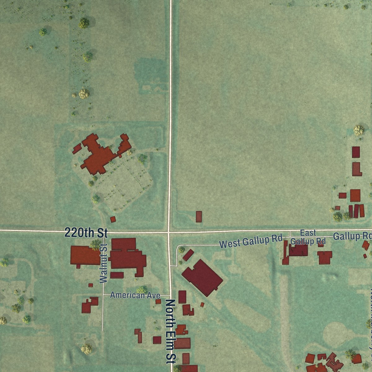 Second close-up of the map of Jefferson, Iowa print showing more streets and buildings