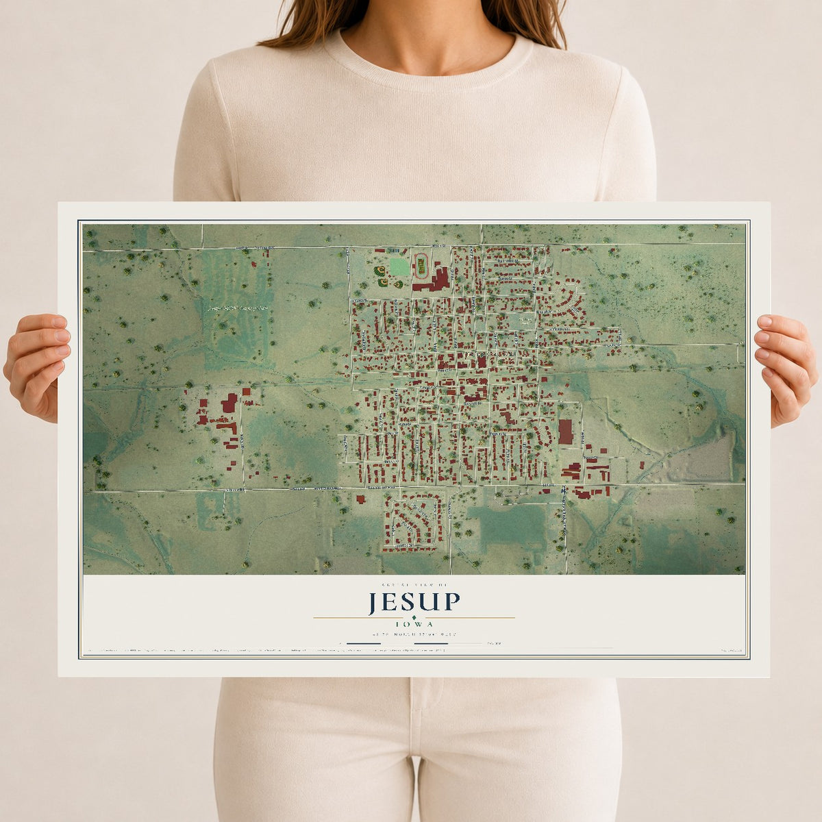 Map of Jesup, Iowa, 12 x 18 inch unframed archival matte print