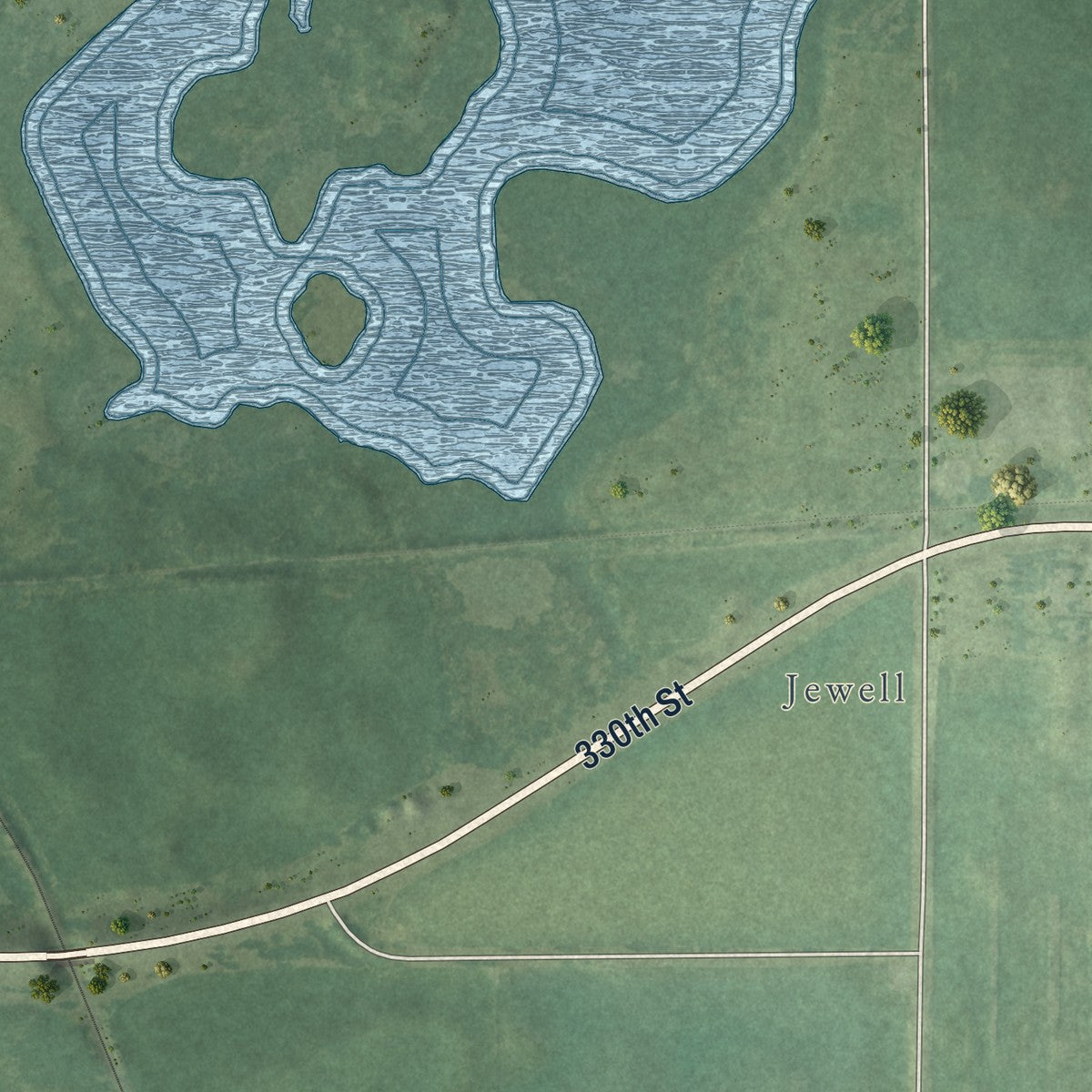 Second close-up of the map of Jewell Junction, Iowa print showing more streets and buildings