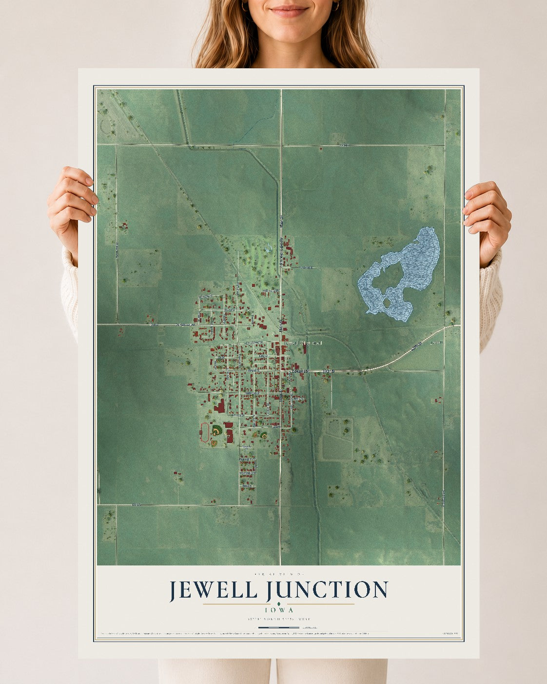 Map of Jewell Junction, Iowa, 24 x 36 inch unframed archival matte print
