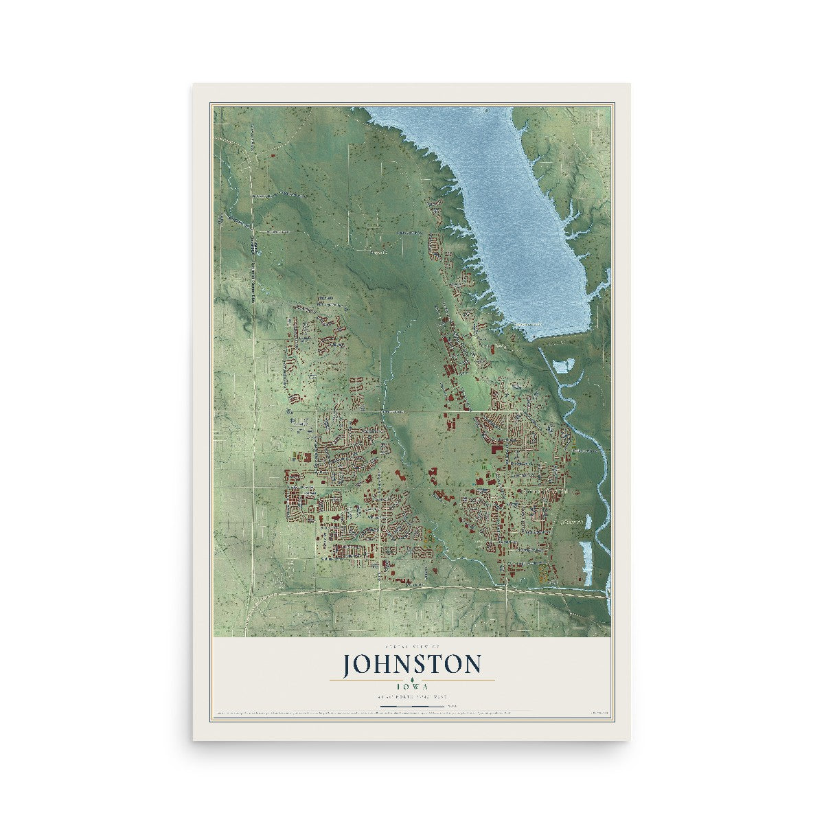 Map of Johnston, Iowa, 12 x 18 inch unframed archival matte print