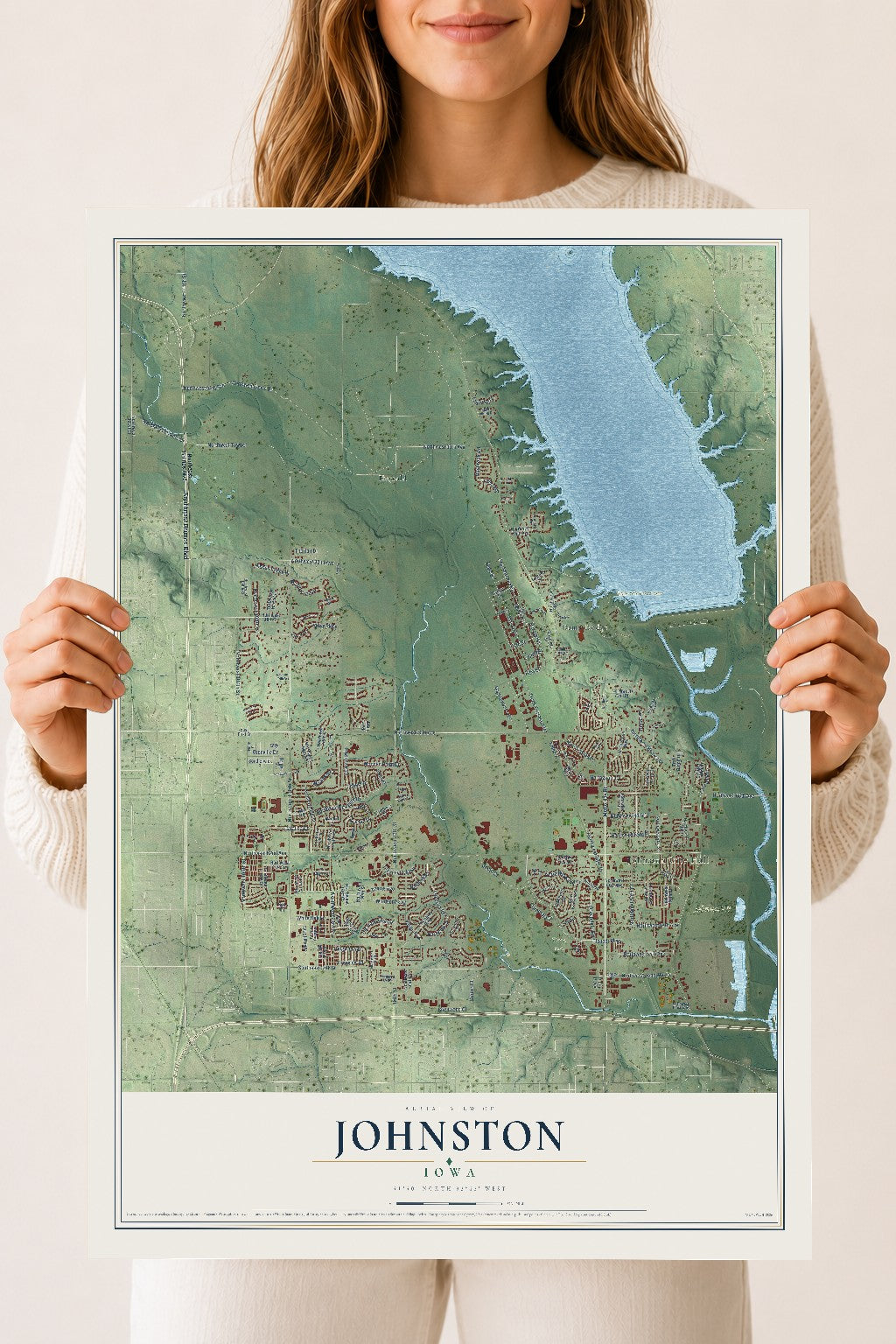 Map of Johnston, Iowa, 18 x 24 inch unframed archival matte print