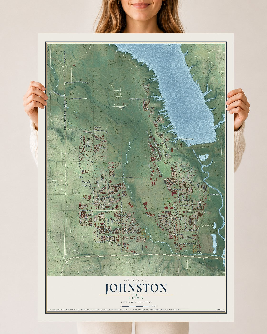 Map of Johnston, Iowa, 24 x 36 inch unframed archival matte print