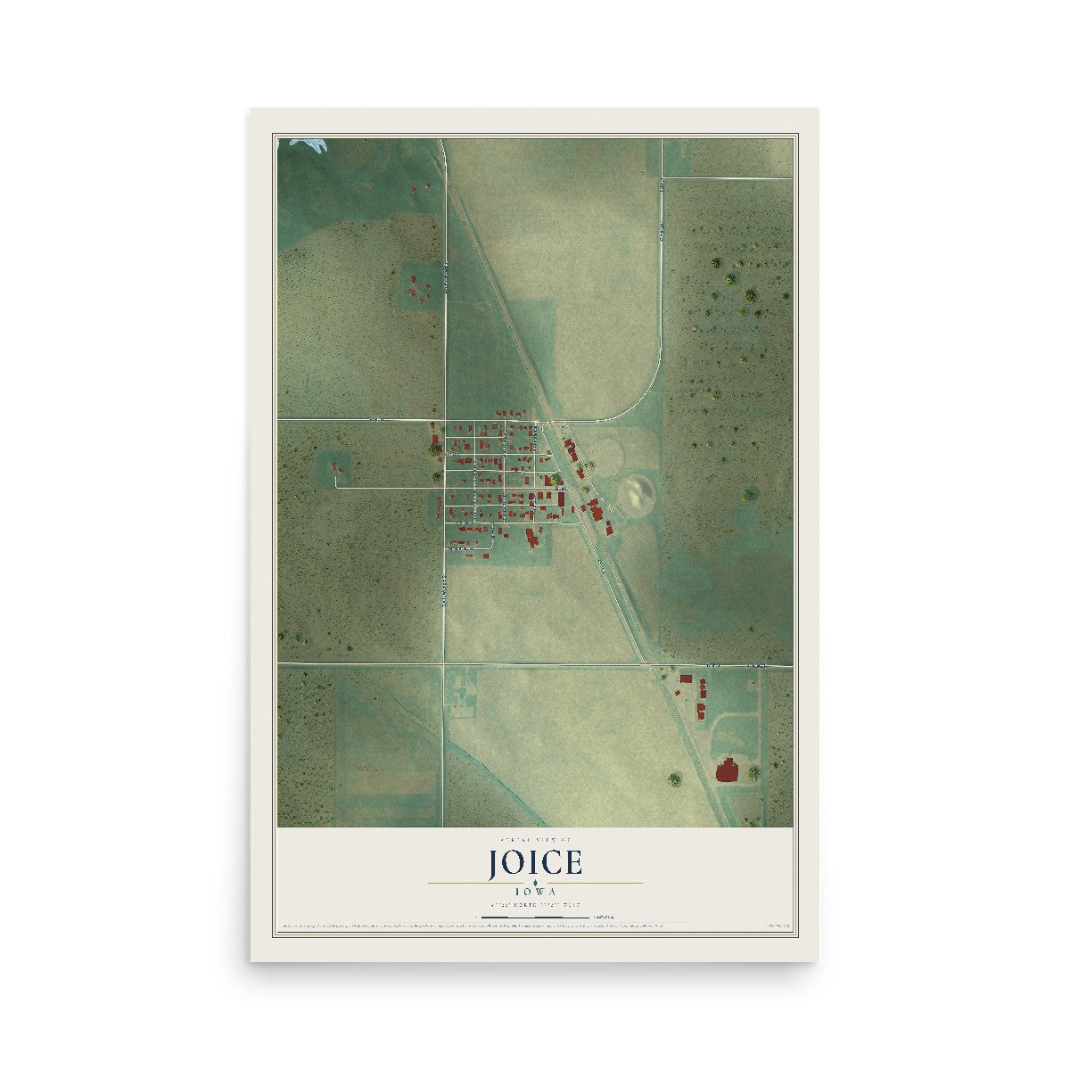 Map of Joice, Iowa, 12 x 18 inch unframed archival matte print