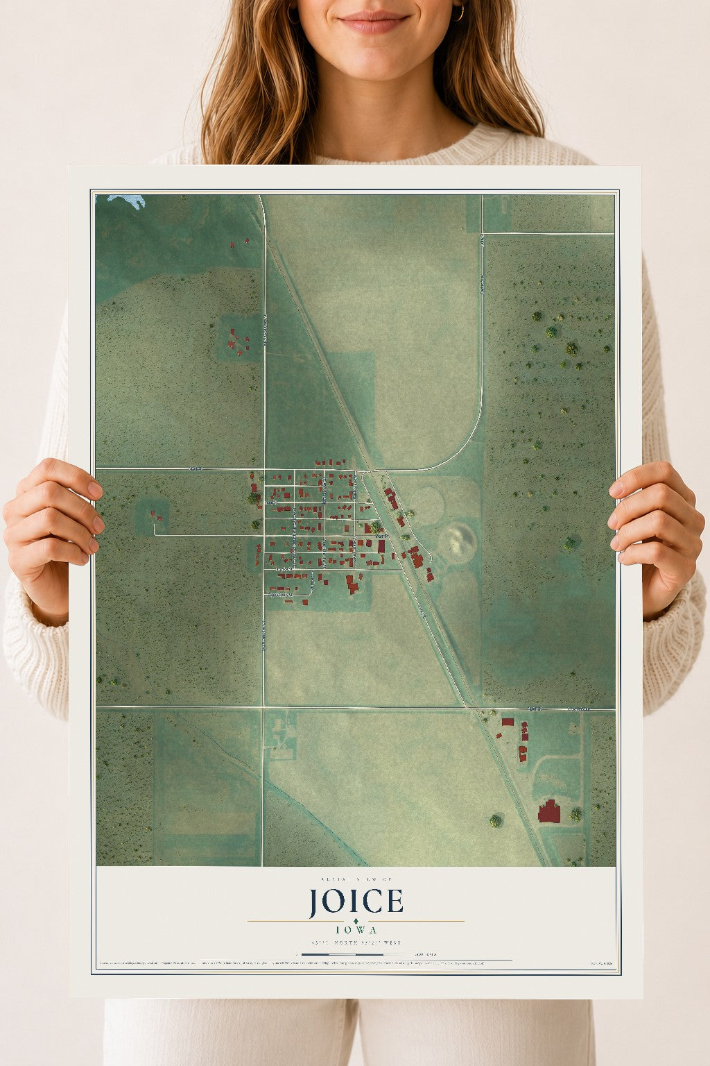Map of Joice, Iowa, 18 x 24 inch unframed archival matte print