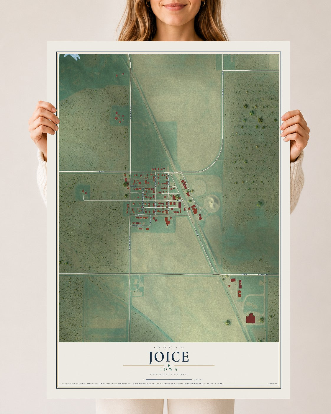Map of Joice, Iowa, 24 x 36 inch unframed archival matte print