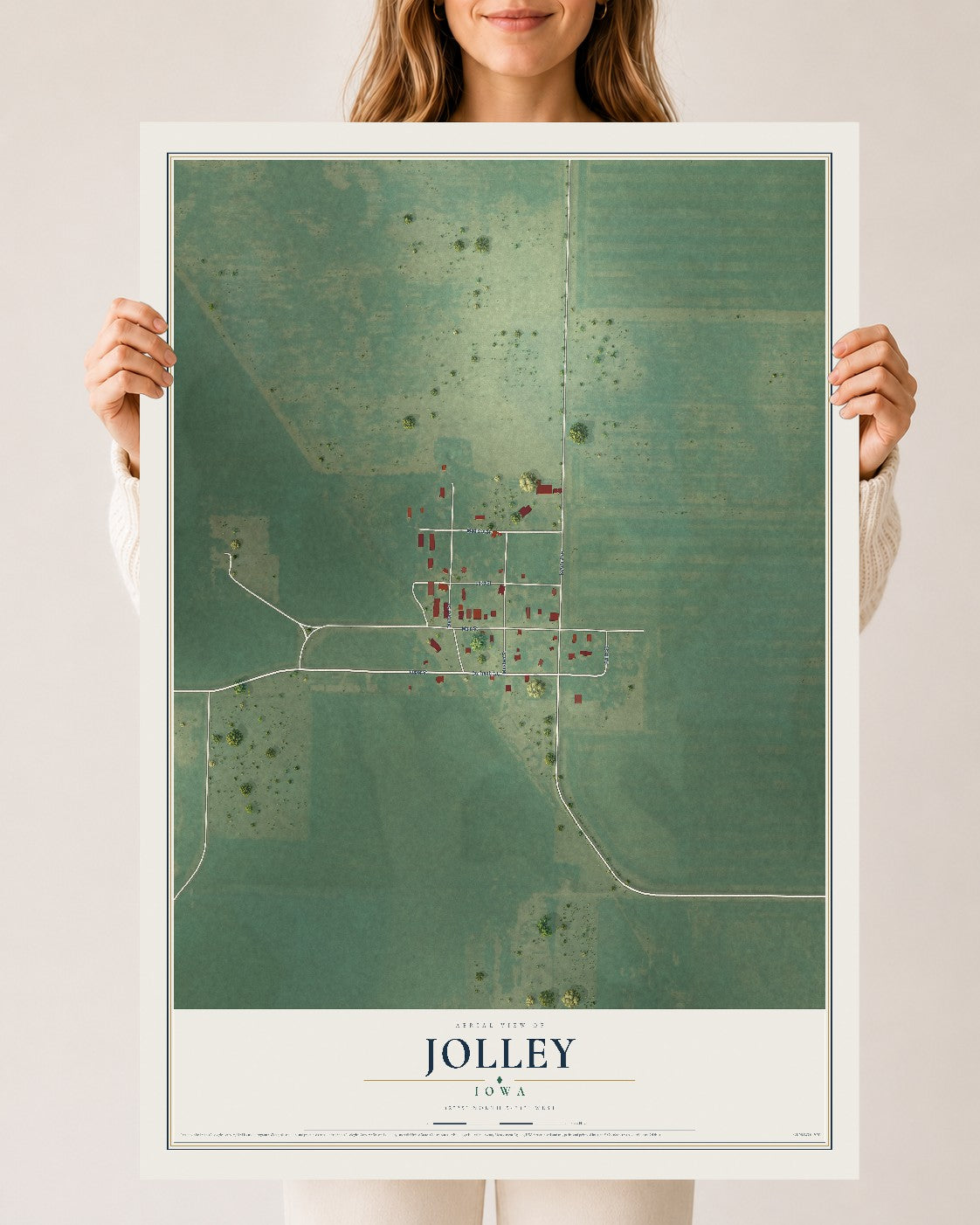 Map of Jolley, Iowa, 24 x 36 inch unframed archival matte print