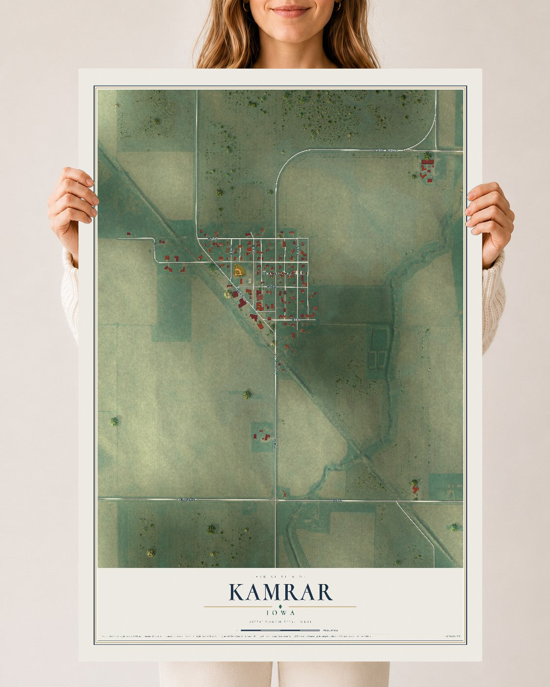 Map of Kamrar, Iowa, 24 x 36 inch unframed archival matte print