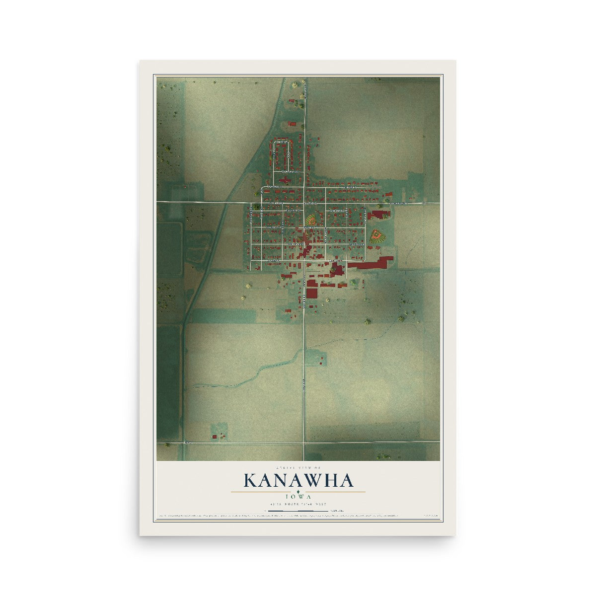 Map of Kanawha, Iowa, 12 x 18 inch unframed archival matte print