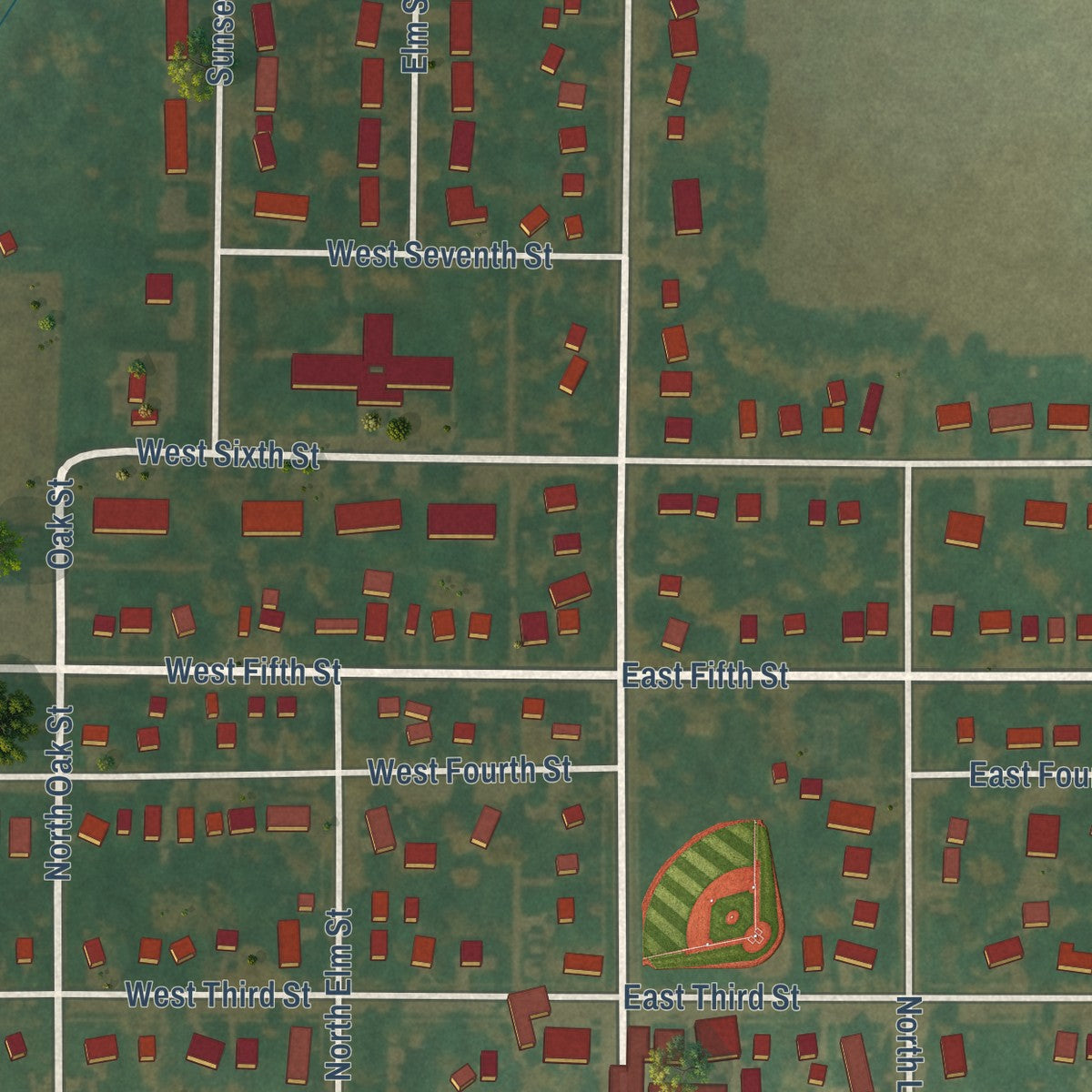 Close-up of the map of Kanawha, Iowa print showing street and building detail