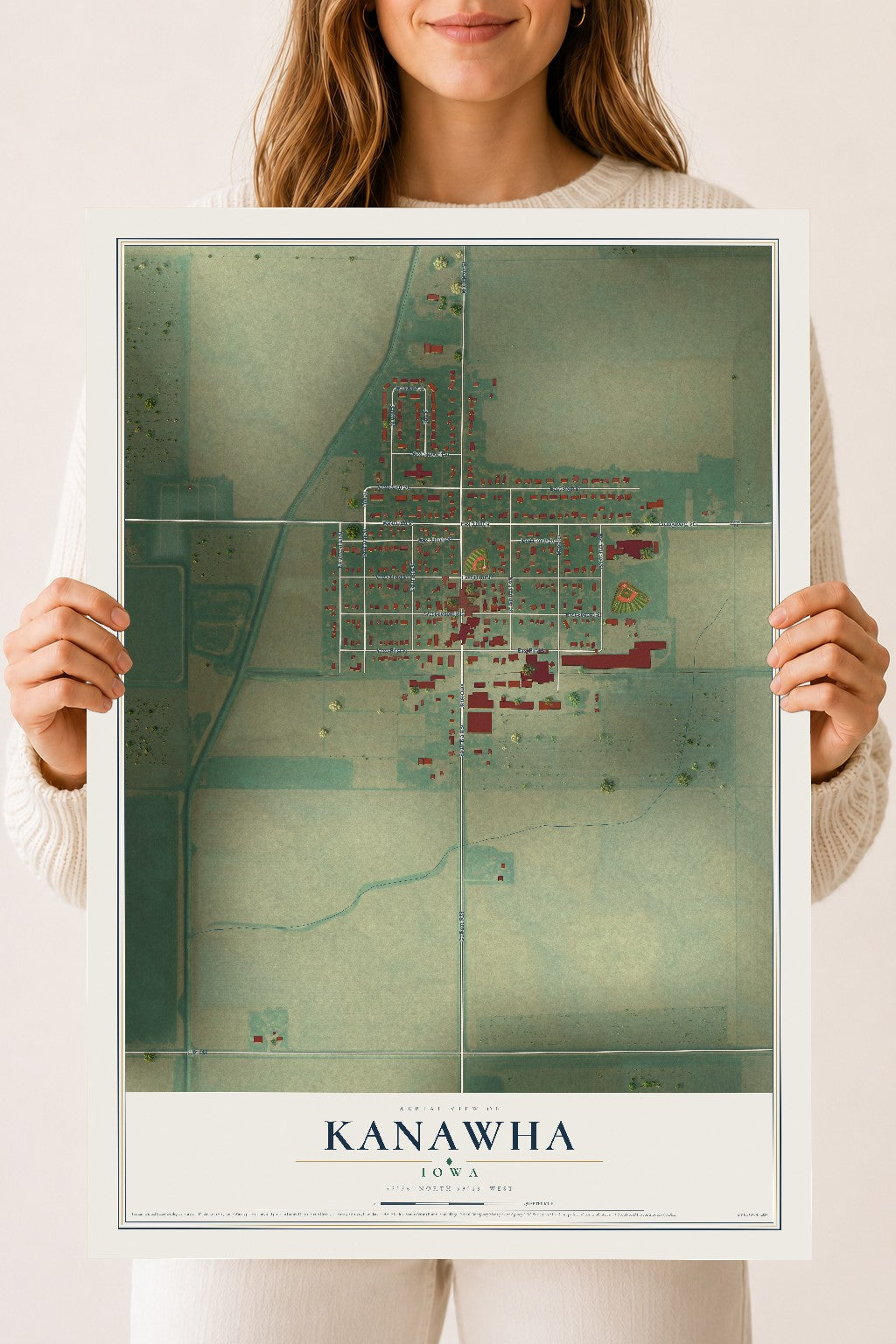 Map of Kanawha, Iowa, 18 x 24 inch unframed archival matte print
