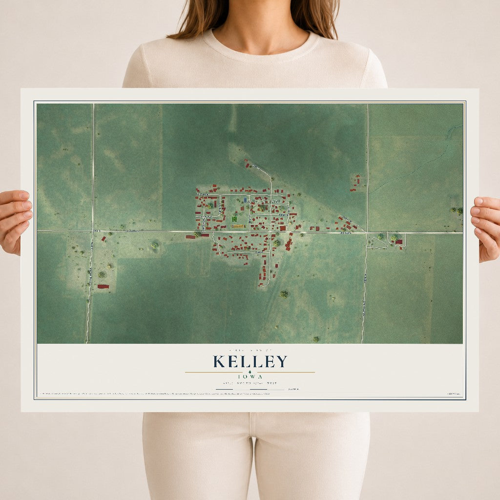 Map of Kelley, Iowa, 18 x 24 inch unframed archival matte print