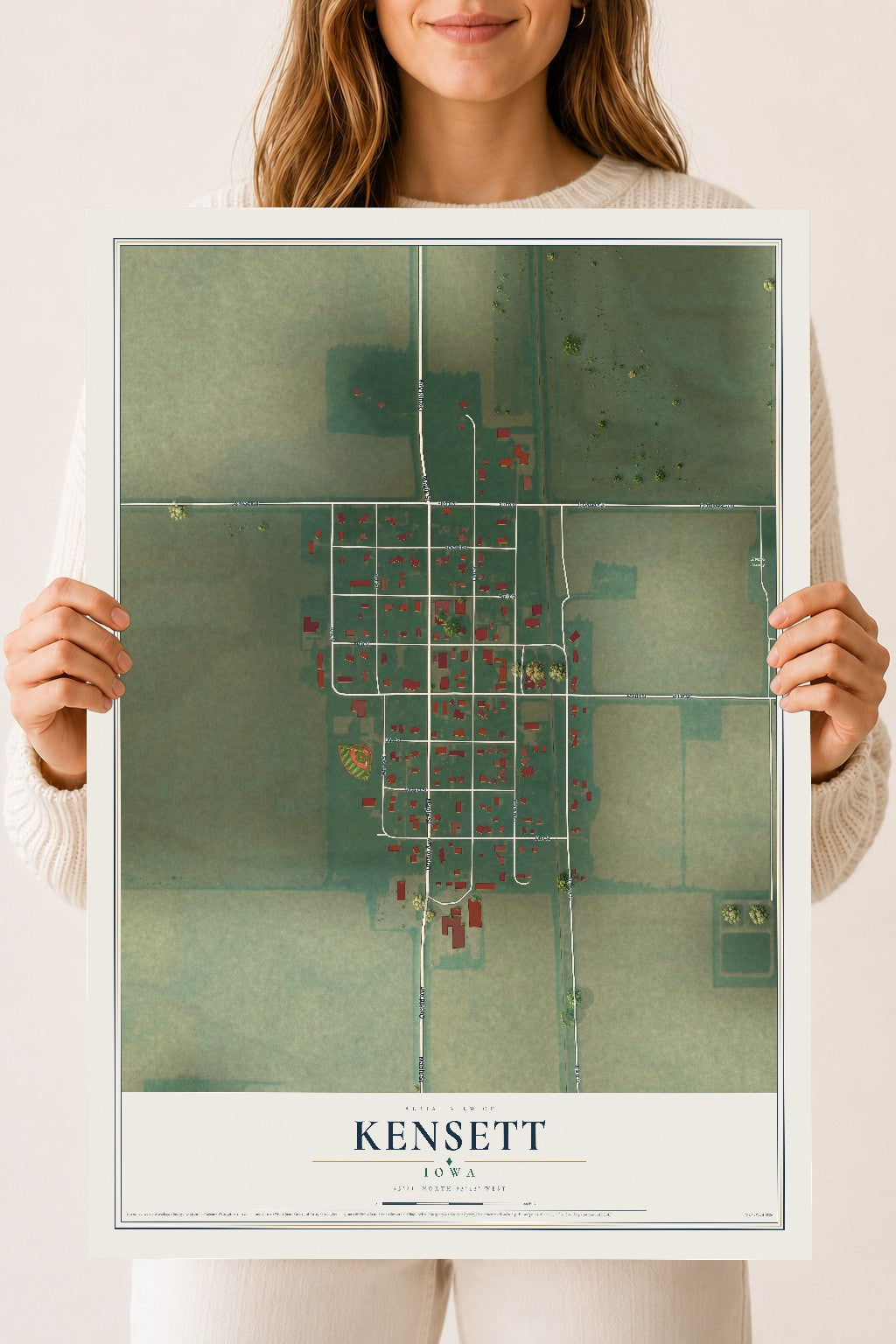 Map of Kensett, Iowa, 18 x 24 inch unframed archival matte print