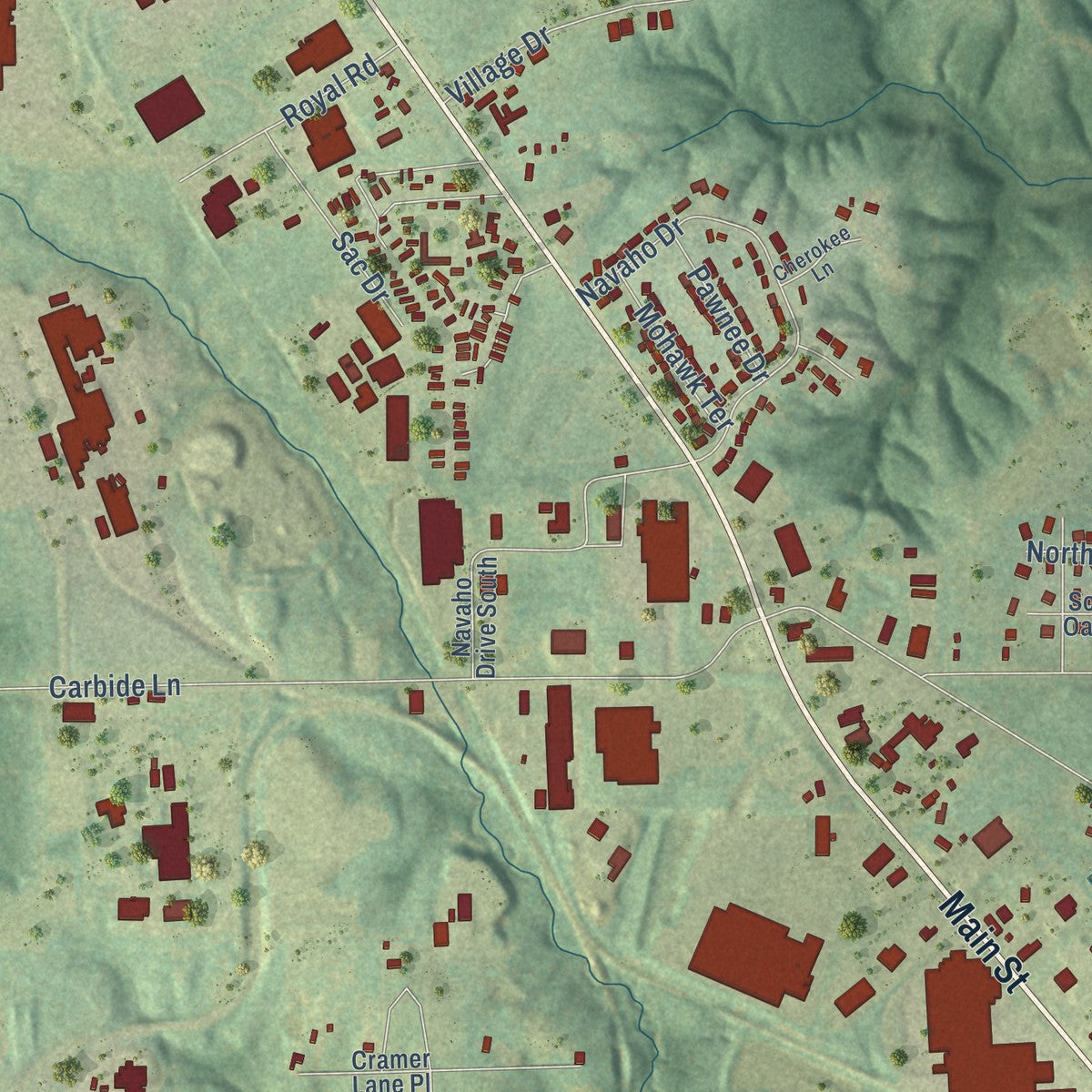 Second close-up of the map of Keokuk, Iowa print showing more streets and buildings