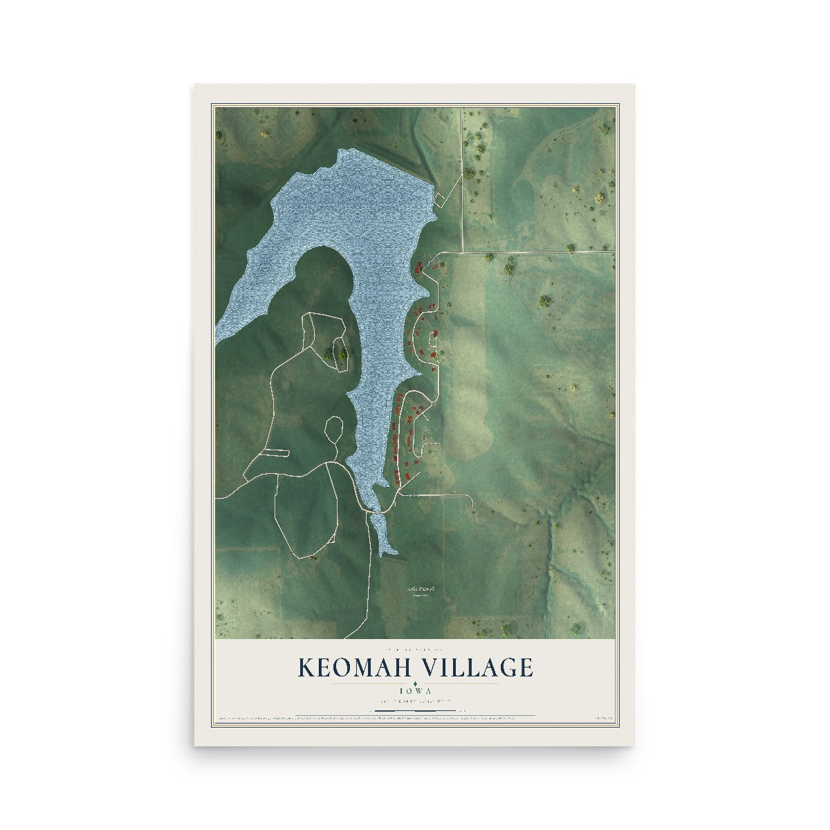 Map of Keomah Village, Iowa, 12 x 18 inch unframed archival matte print