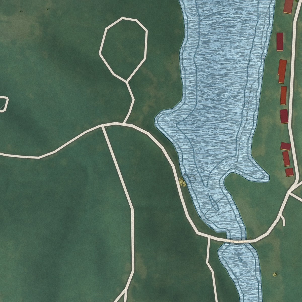 Second close-up of the map of Keomah Village, Iowa print showing more streets and buildings