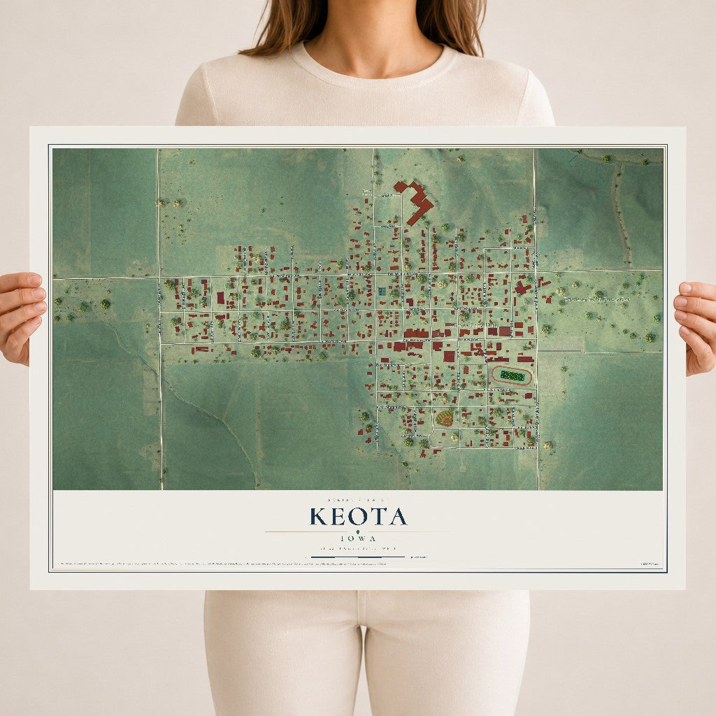 Map of Keota, Iowa, 18 x 24 inch unframed archival matte print