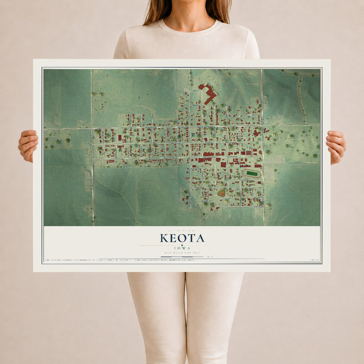 Map of Keota, Iowa, 24 x 36 inch unframed archival matte print