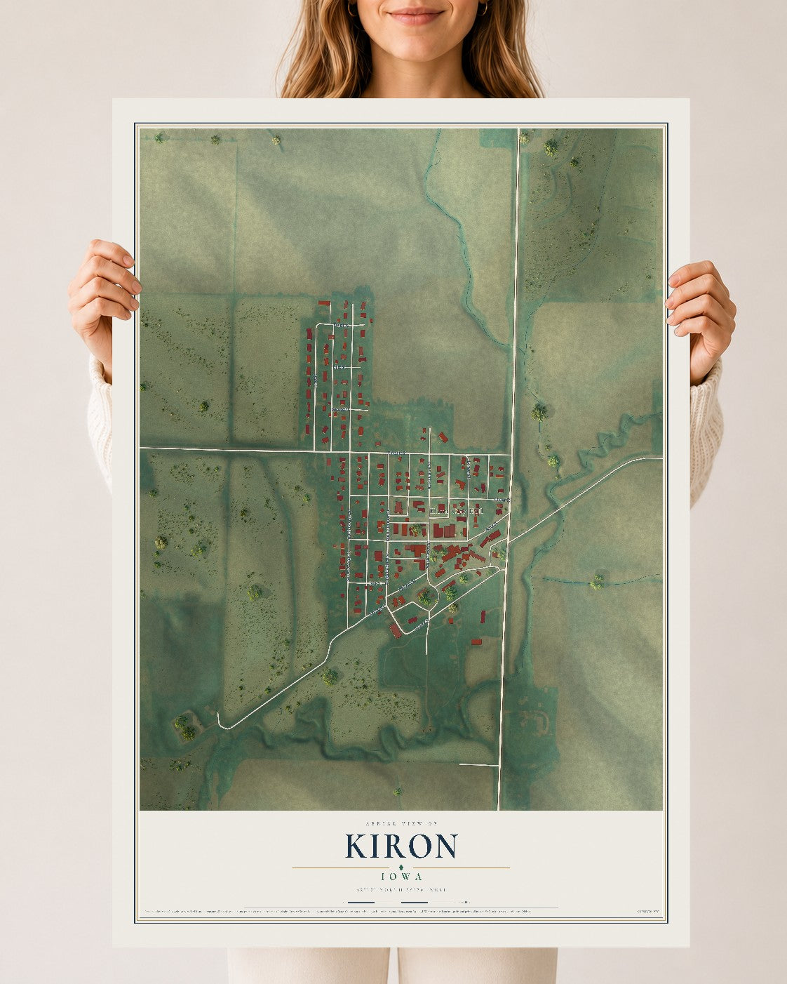 Map of Kiron, Iowa, 24 x 36 inch unframed archival matte print