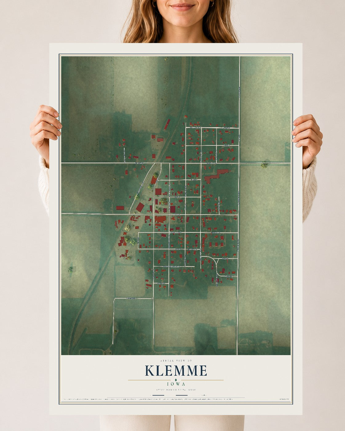 Map of Klemme, Iowa, 24 x 36 inch unframed archival matte print