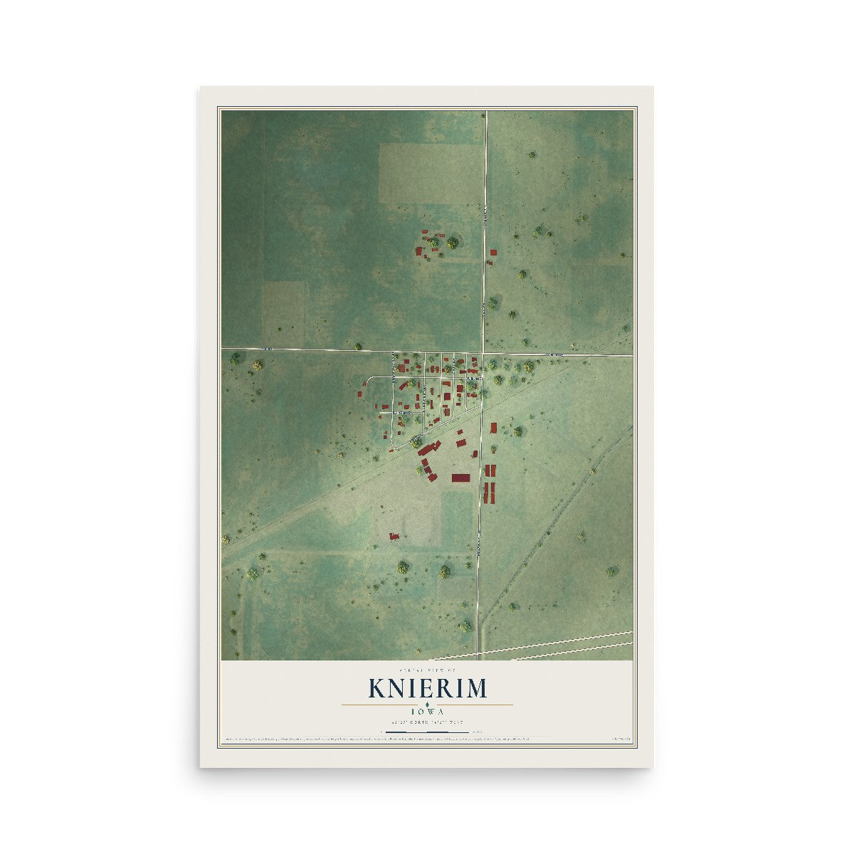 Map of Knierim, Iowa, 12 x 18 inch unframed archival matte print