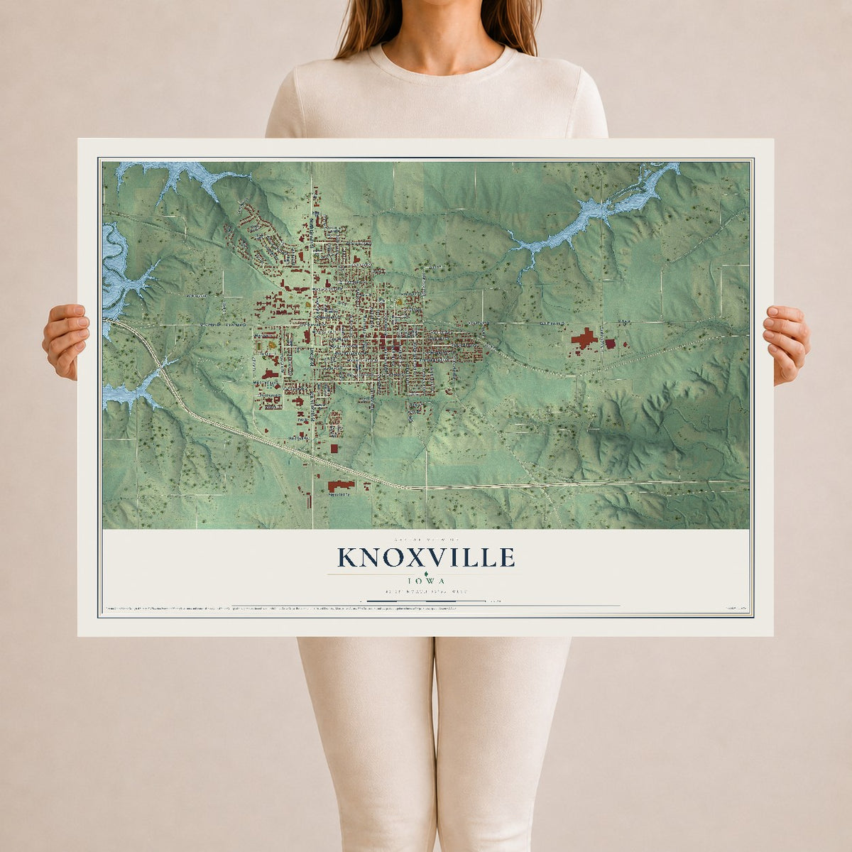 Map of Knoxville, Iowa, 24 x 36 inch unframed archival matte print