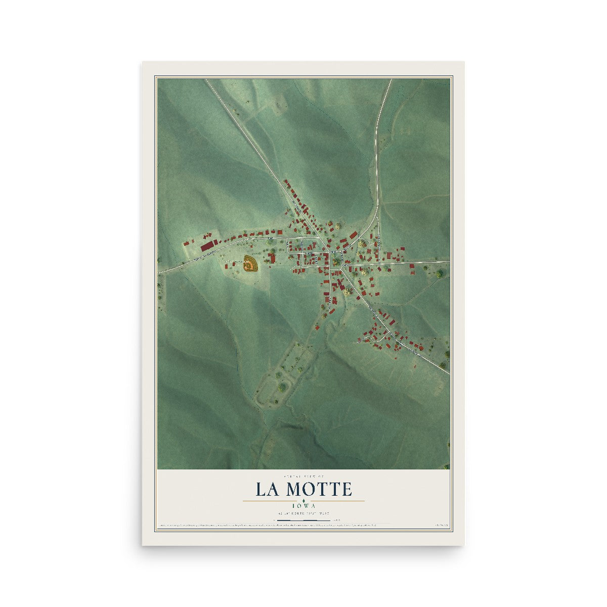 Map of La Motte, Iowa, 12 x 18 inch unframed archival matte print
