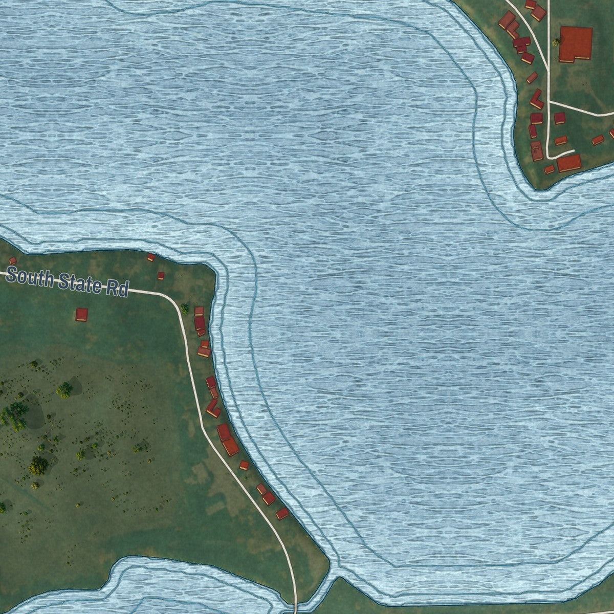 Second close-up of the map of Lake View, Iowa print showing more streets and buildings