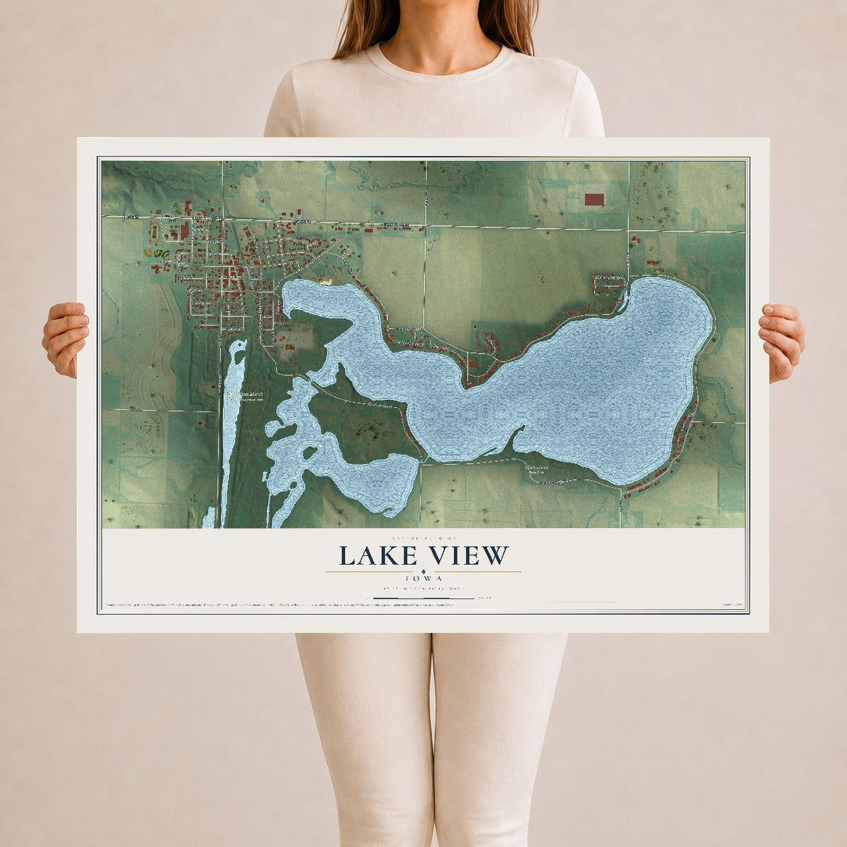 Map of Lake View, Iowa, 24 x 36 inch unframed archival matte print