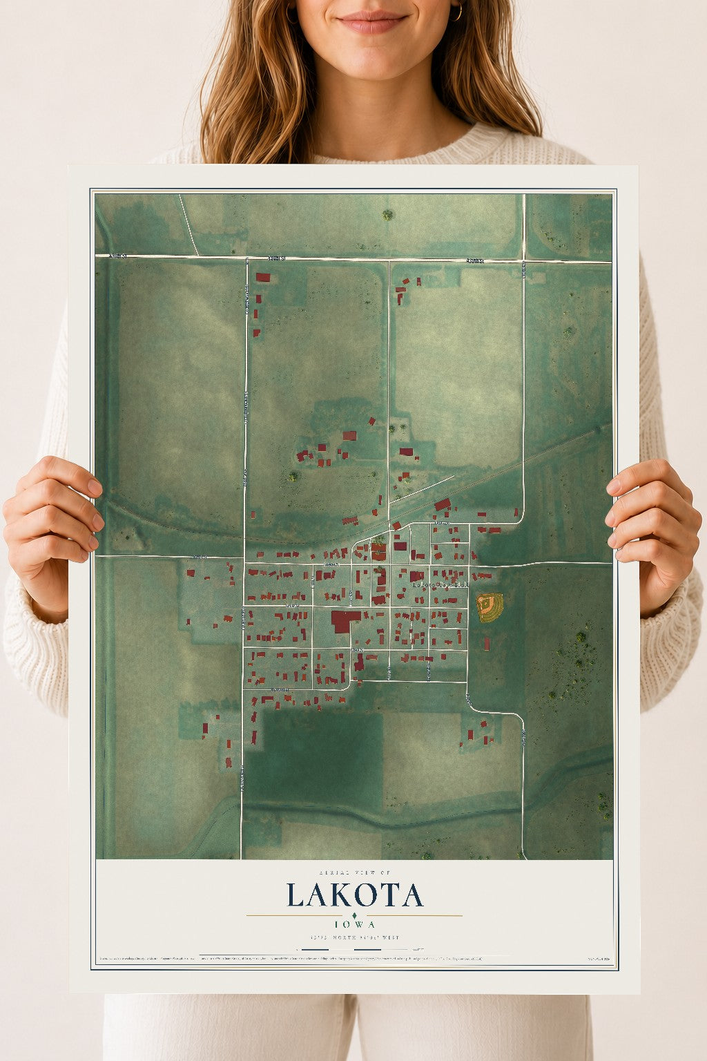 Map of Lakota, Iowa, 18 x 24 inch unframed archival matte print