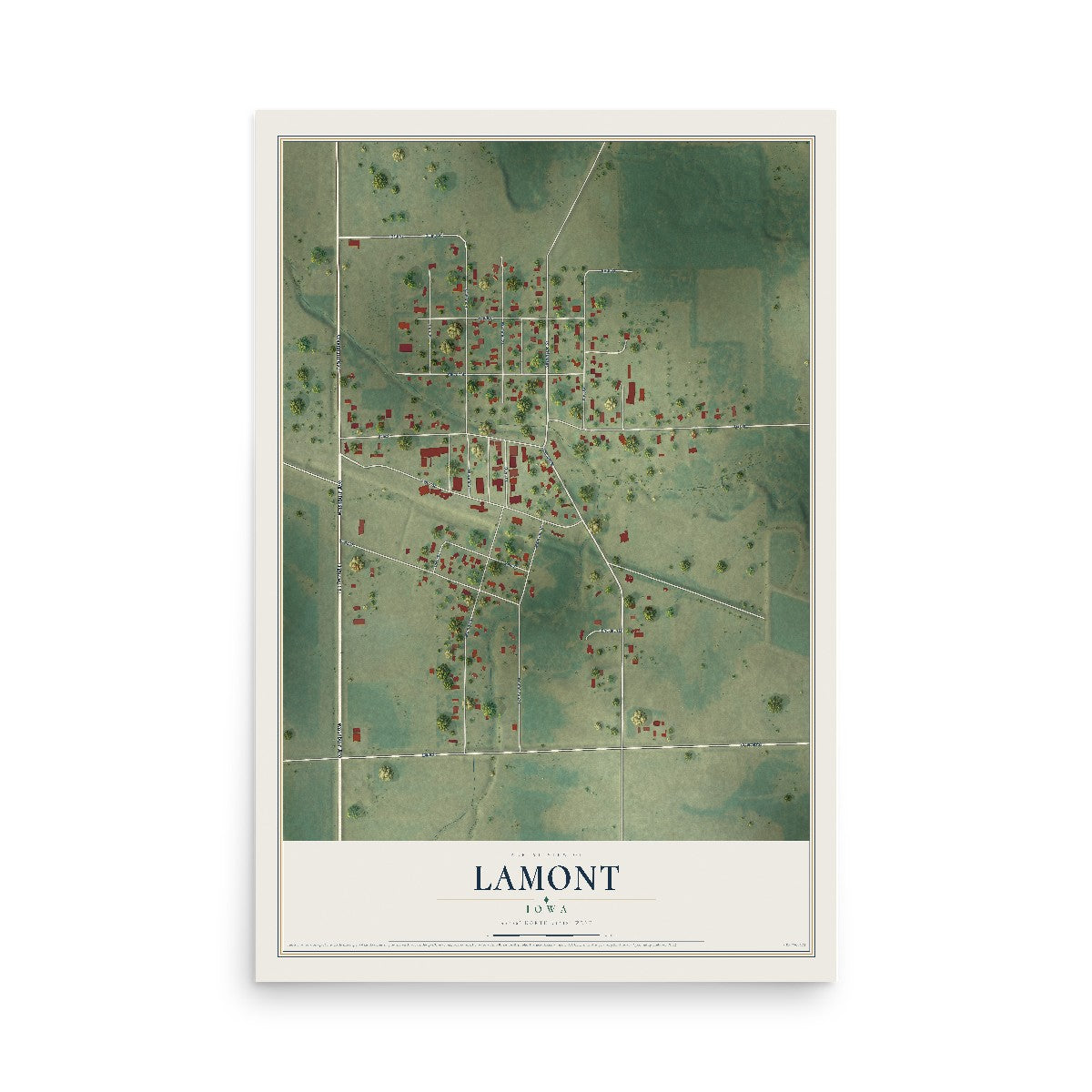 Map of Lamont, Iowa, 12 x 18 inch unframed archival matte print