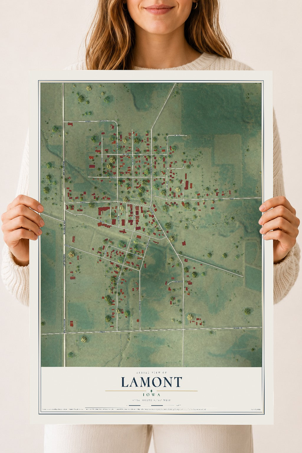 Map of Lamont, Iowa, 18 x 24 inch unframed archival matte print