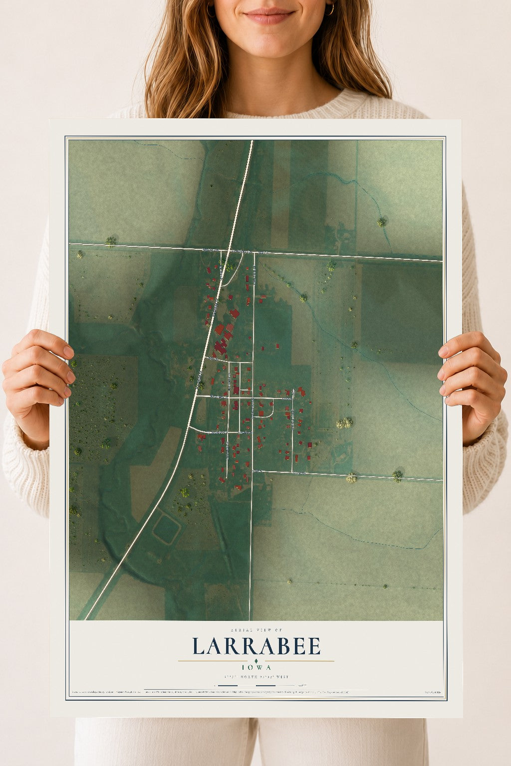 Map of Larrabee, Iowa, 18 x 24 inch unframed archival matte print