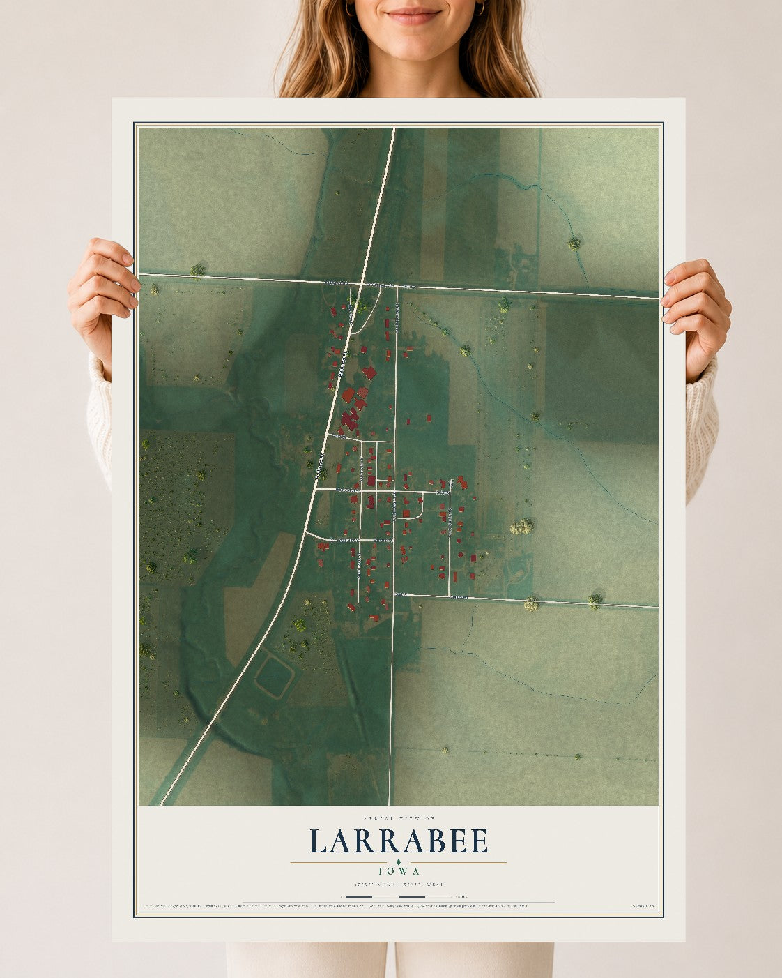 Map of Larrabee, Iowa, 24 x 36 inch unframed archival matte print