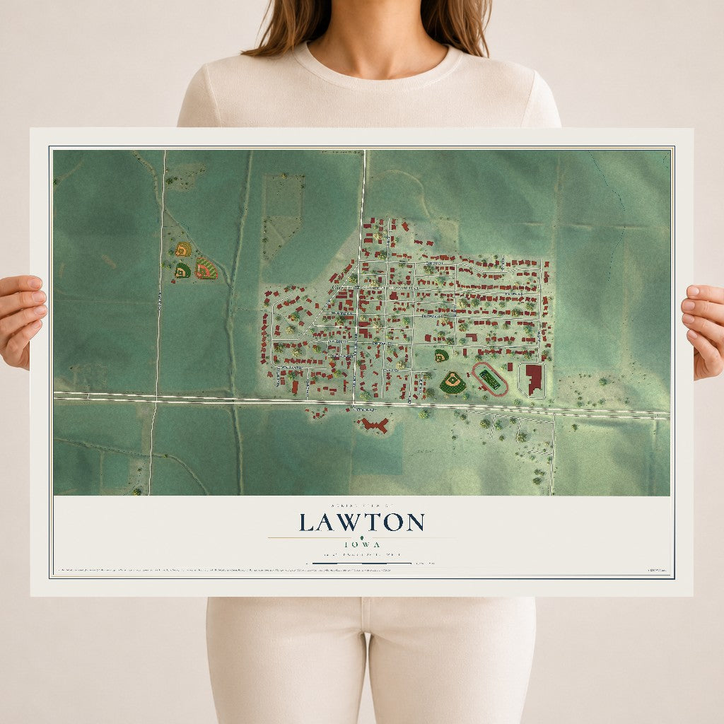 Map of Lawton, Iowa, 18 x 24 inch unframed archival matte print