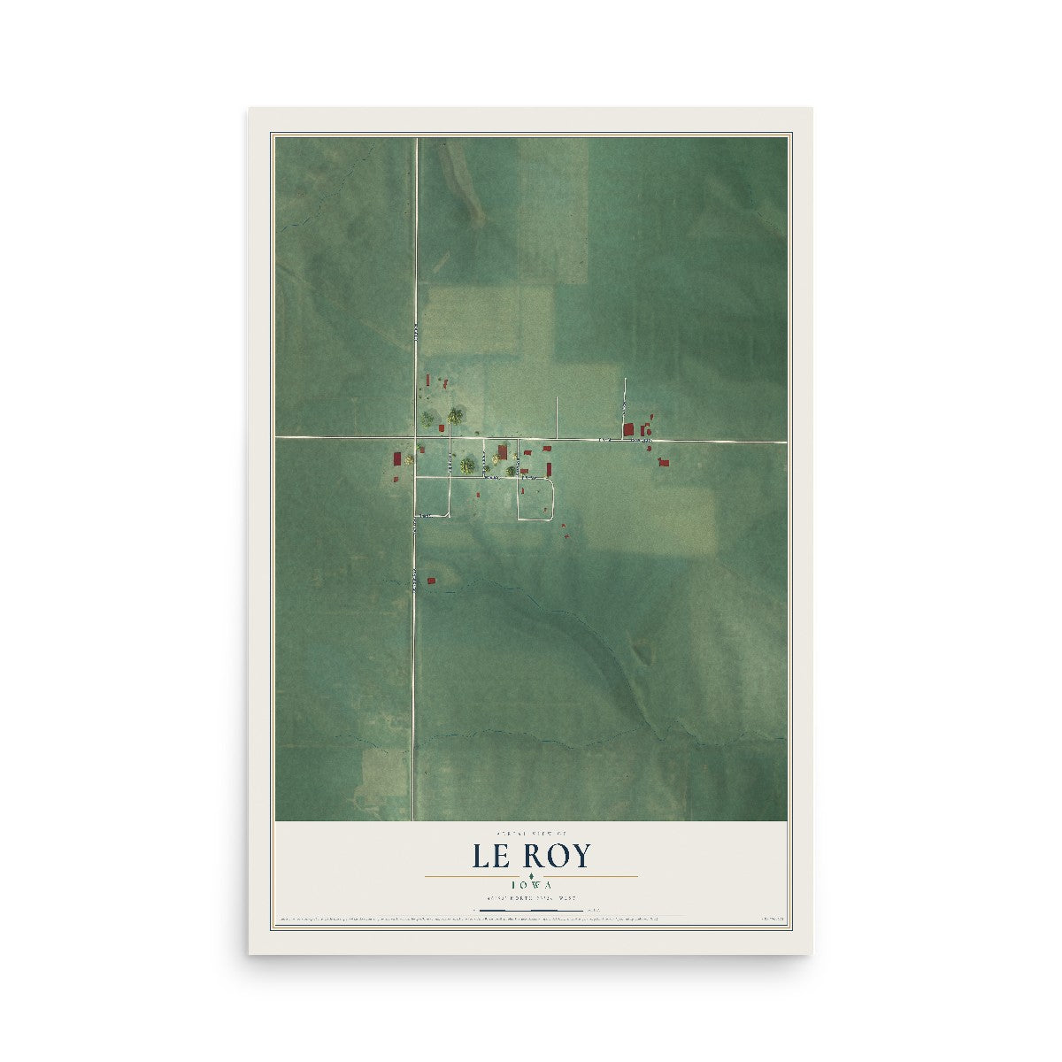 Map of Le Roy, Iowa, 12 x 18 inch unframed archival matte print