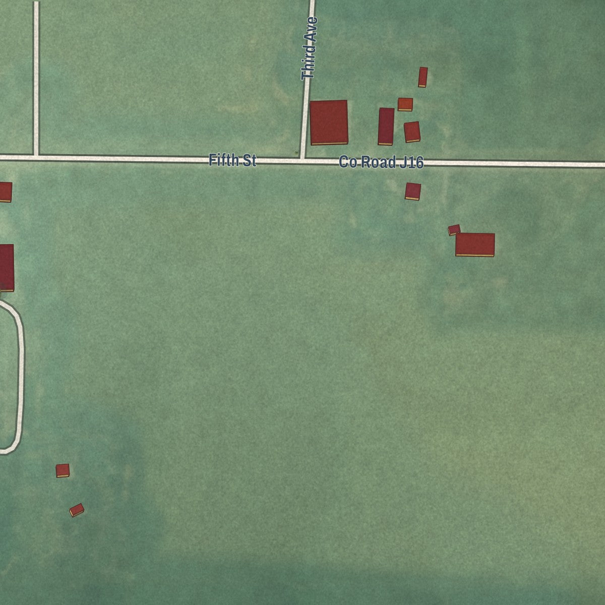 Second close-up of the map of Le Roy, Iowa print showing more streets and buildings